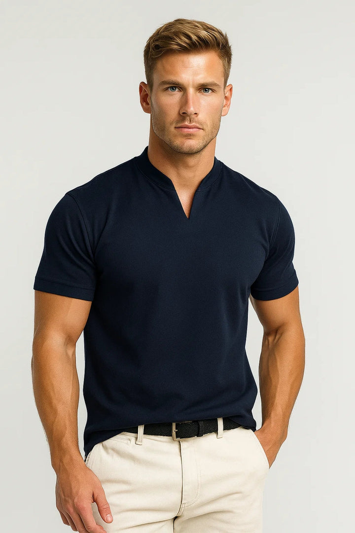 Jovanie - Herren Sommer Shirt Mit Stehkragen