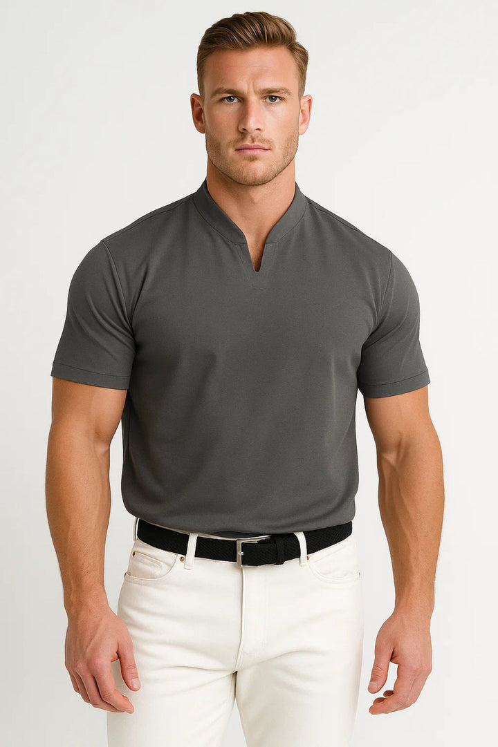 Jovanie - Herren Sommer Shirt Mit Stehkragen