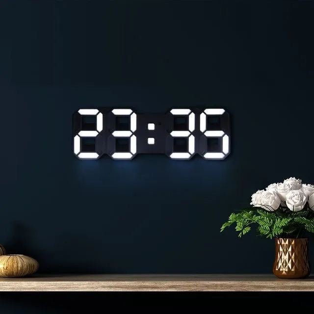 3D LED Wall Clock | Modern Digital Display with Dimmable Light