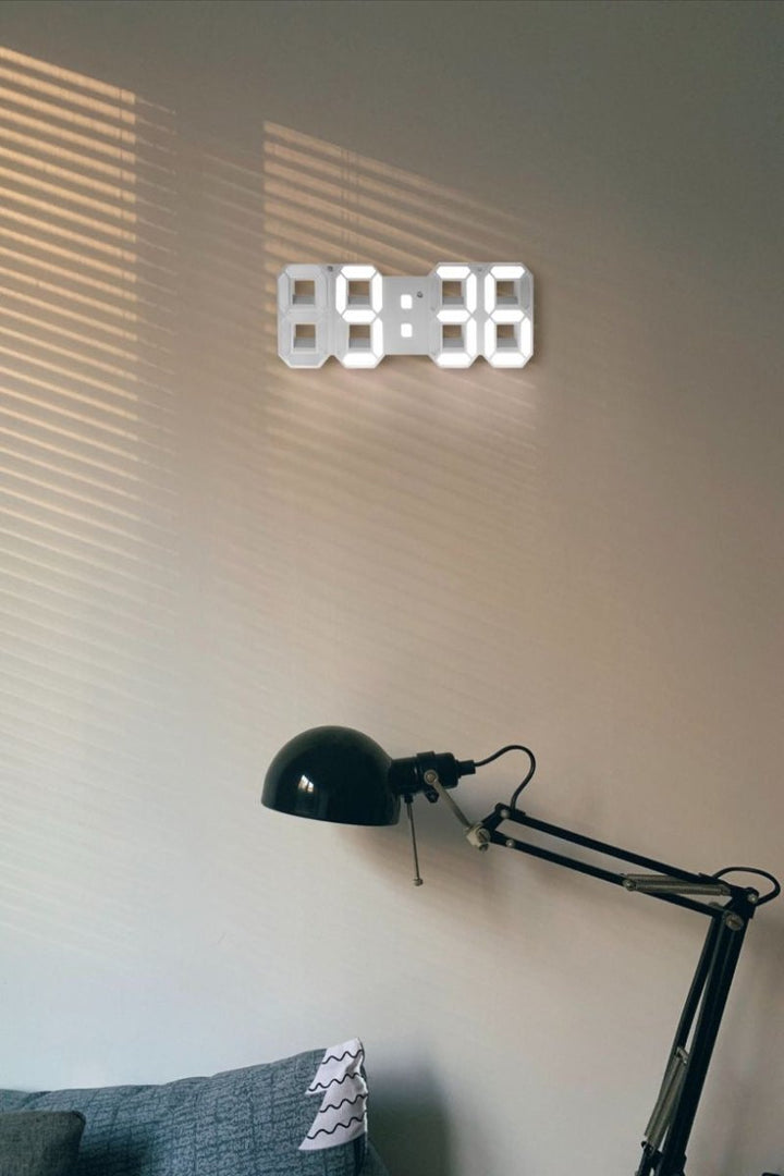 3D LED Wall Clock | Modern Digital Display with Dimmable Light