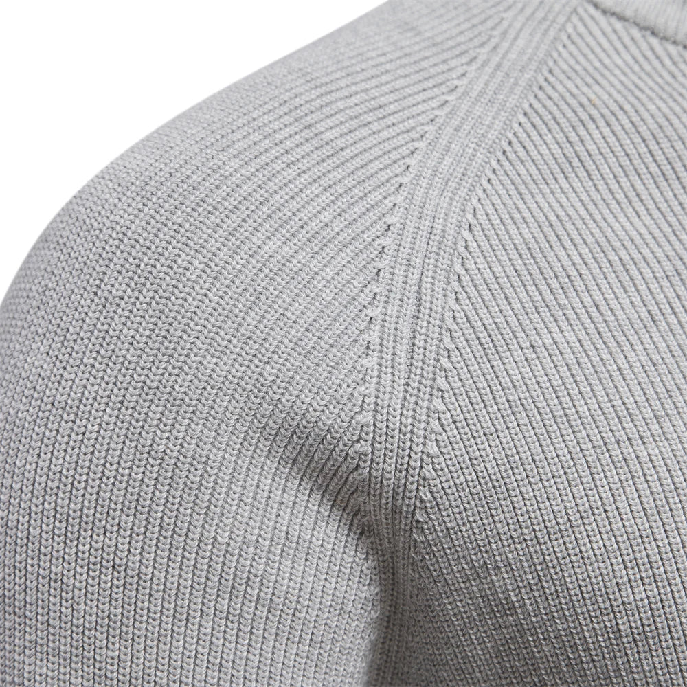 Herren Strickpullover mit Stehkragen und halbem Reißverschluss