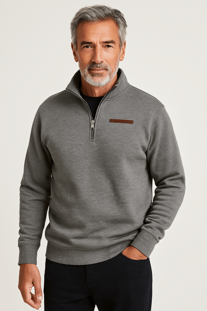 Herrenpullover mit Reißverschluss und Stehkragen