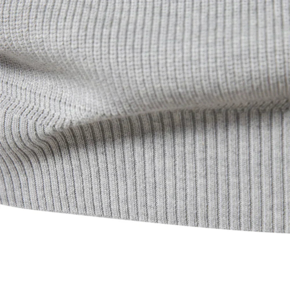 Herren Strickpullover mit Stehkragen und halbem Reißverschluss