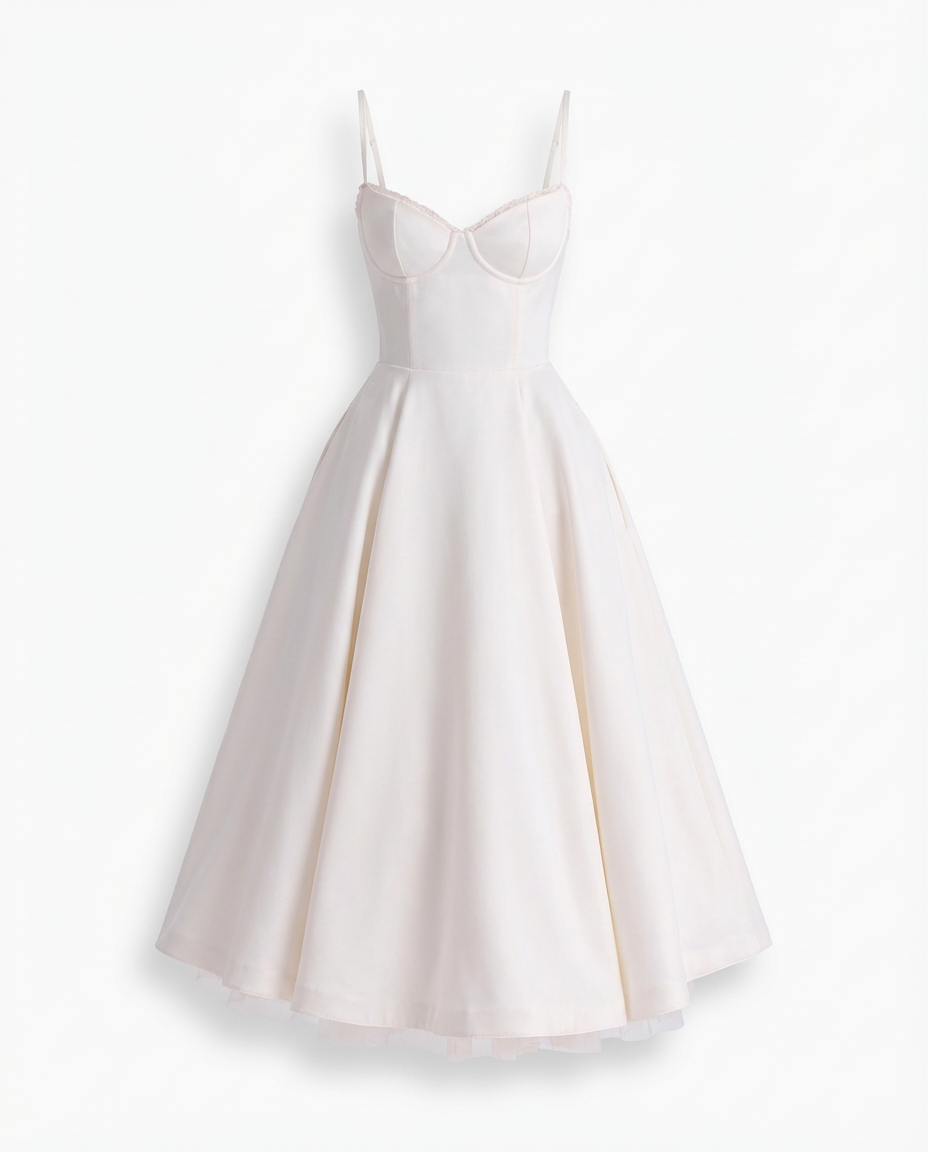 Damen Midikleid Fit and Flare A-Linie V-Ausschnitt Spaghettiträger - Image 10