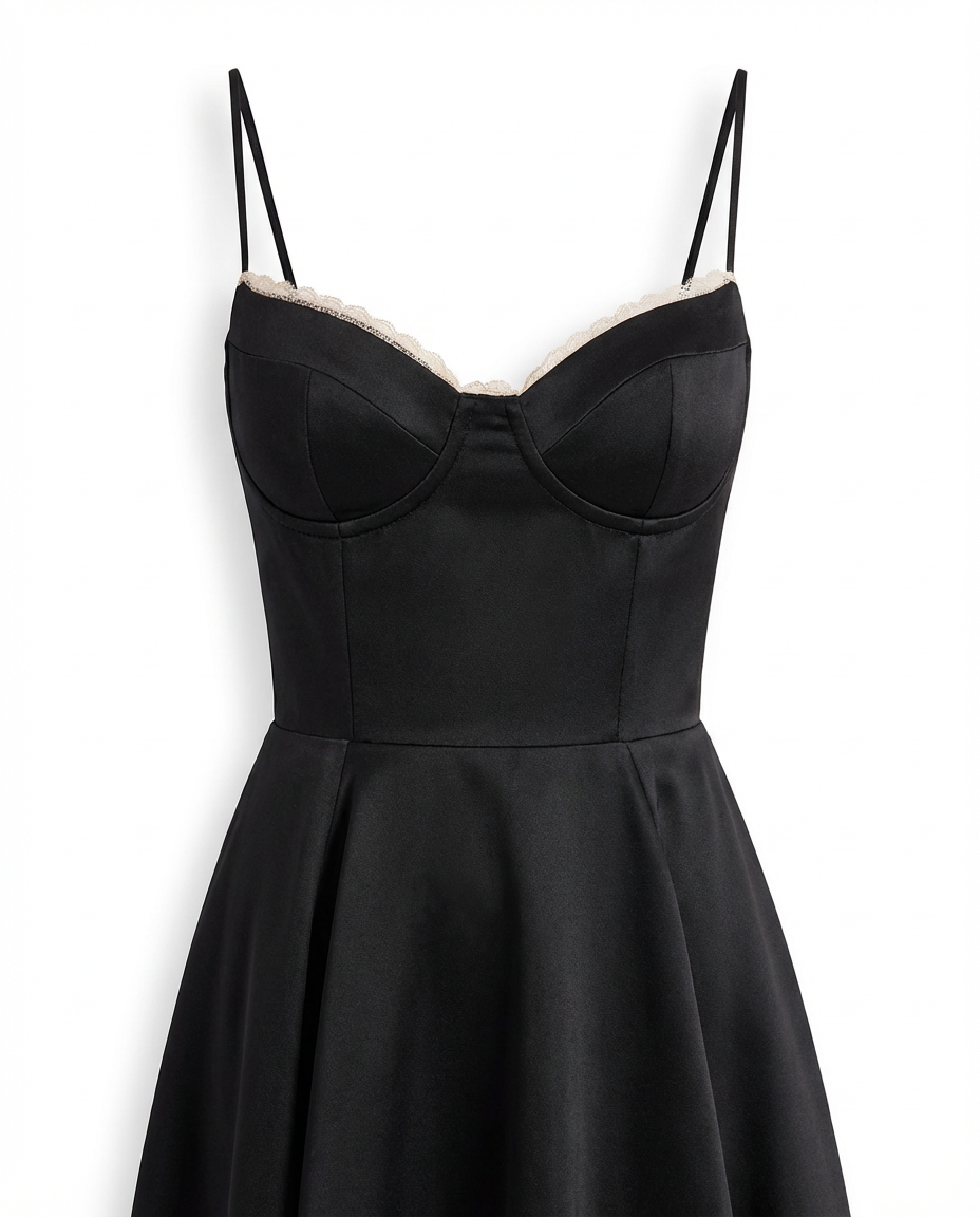 Damen Midikleid Fit and Flare A-Linie V-Ausschnitt Spaghettiträger - Image 6