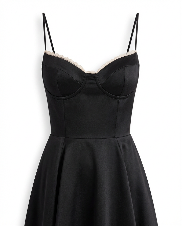 Damen Midikleid Fit and Flare A-Linie V-Ausschnitt Spaghettiträger - Image 6