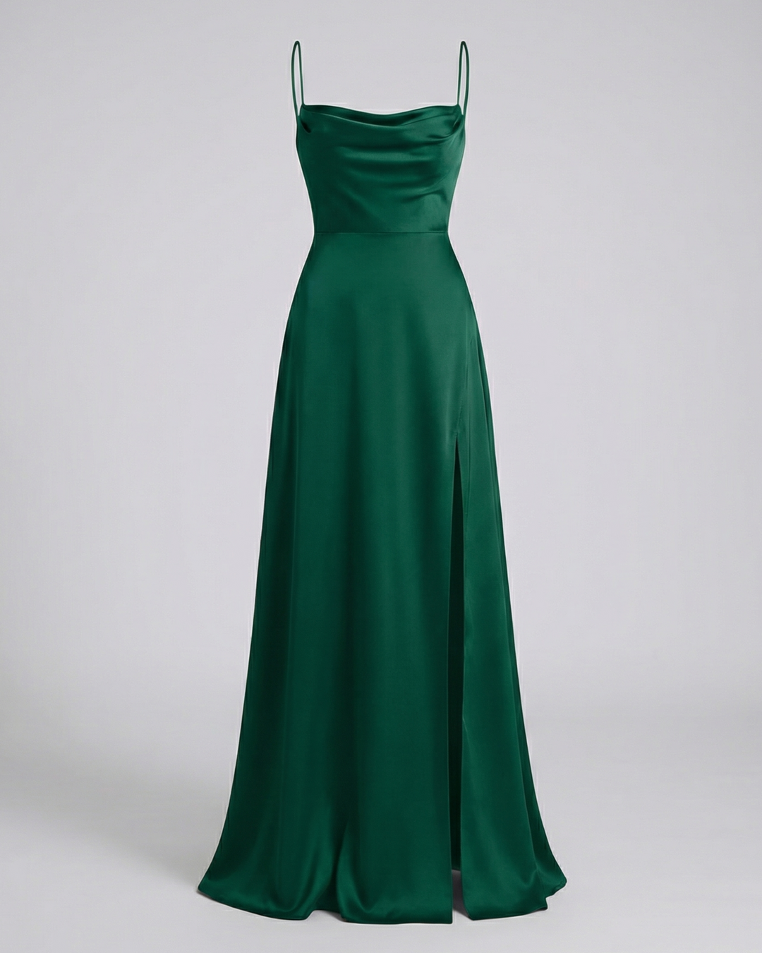 Damen Satin Maxikleid Wasserfallausschnitt hoher Schlitz - Image 7