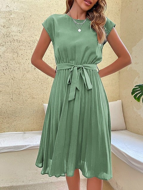 Claire | Kurzärmeliges plissiertes lässiges Minikleid für den Sommer 2024 - Image 6