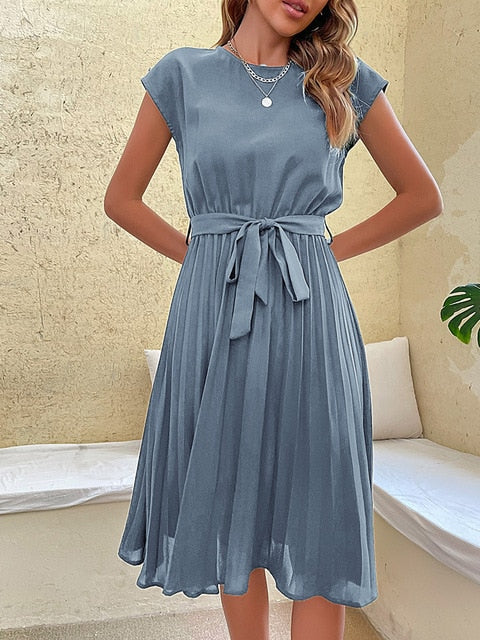 Claire | Kurzärmeliges plissiertes lässiges Minikleid für den Sommer 2024 - Image 7