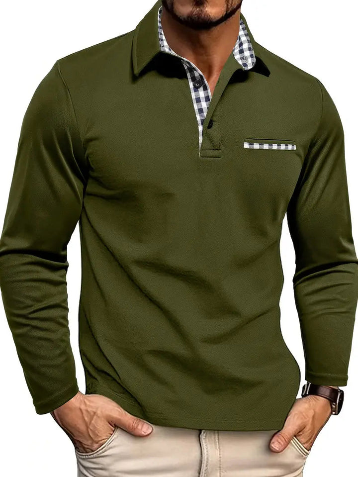 Langarm Poloshirt Herren kariert – Elegantes Polo mit Kragen für Smart Casual Looks - Image 3
