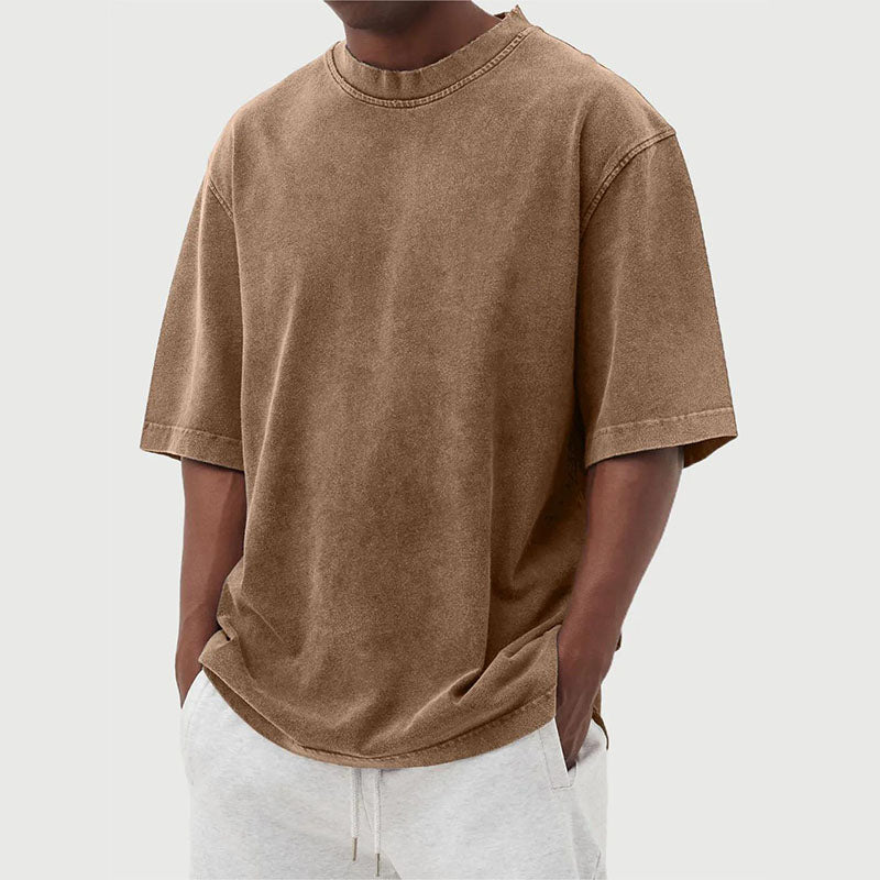 Men's cotton T-shirt with a washed look and relaxed fit
