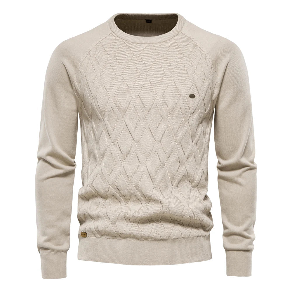 Herrenpullover mit Rautenmuster und schmaler Passform