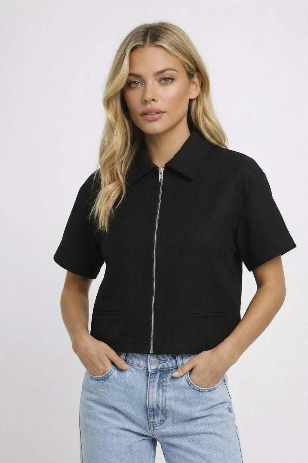 Enique - Cropped Damenjacke Mit Revers