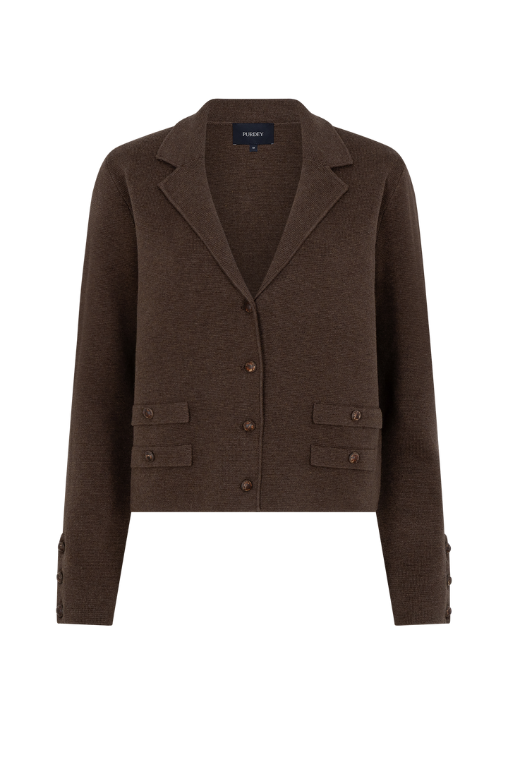 Strickblazer Damen elegant mit Revers & Knopfleiste – Blazerjacke für Business & Abend