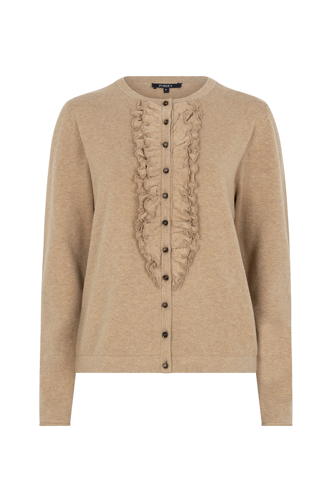 Damen Pullover mit Rüschen & eleganter Knopfleiste – Feiner Strickpullover, romantisch