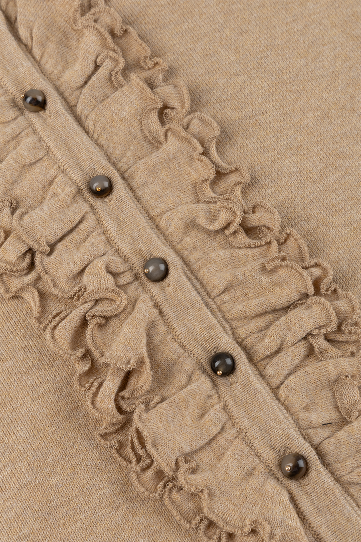 Damen Pullover mit Rüschen & eleganter Knopfleiste – Feiner Strickpullover, romantisch - Image 3