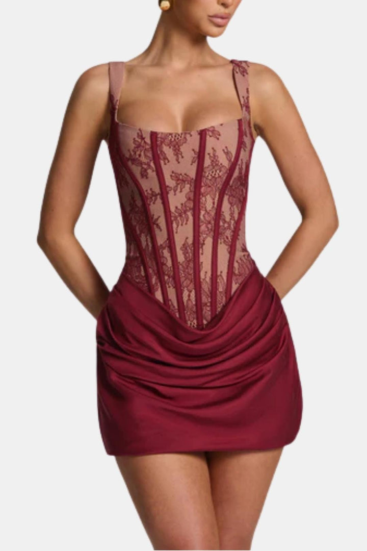 Melyra - Mini Kleid Mit Korsettform Und Eckigem Ausschnitt