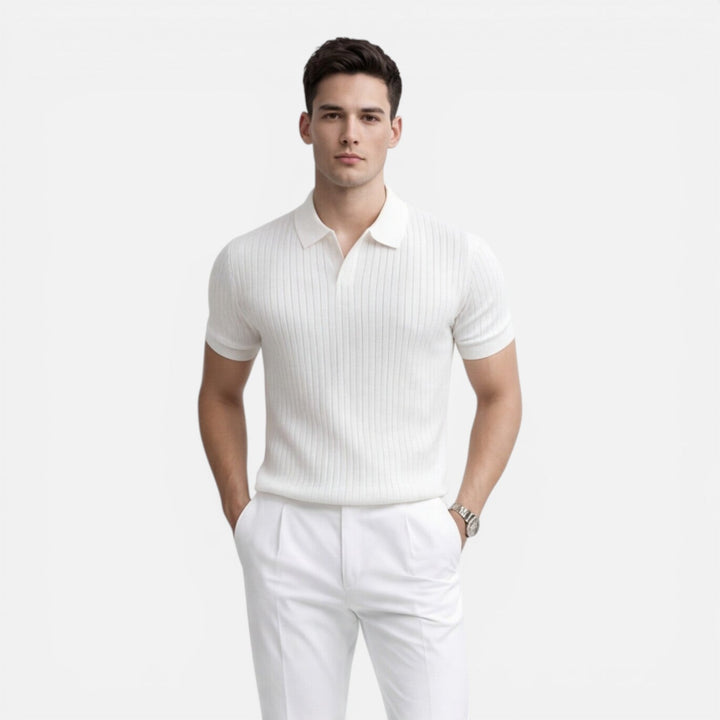 Urlando - Herren Rippstrick Polo Slim Fit Baumwolle