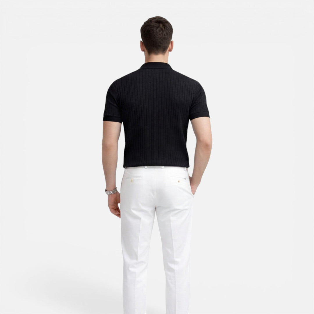 Urlando - Herren Rippstrick Polo Slim Fit Baumwolle