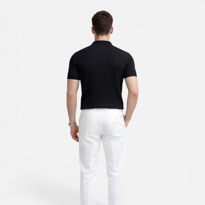 Urlando - Herren Rippstrick Polo Slim Fit Baumwolle