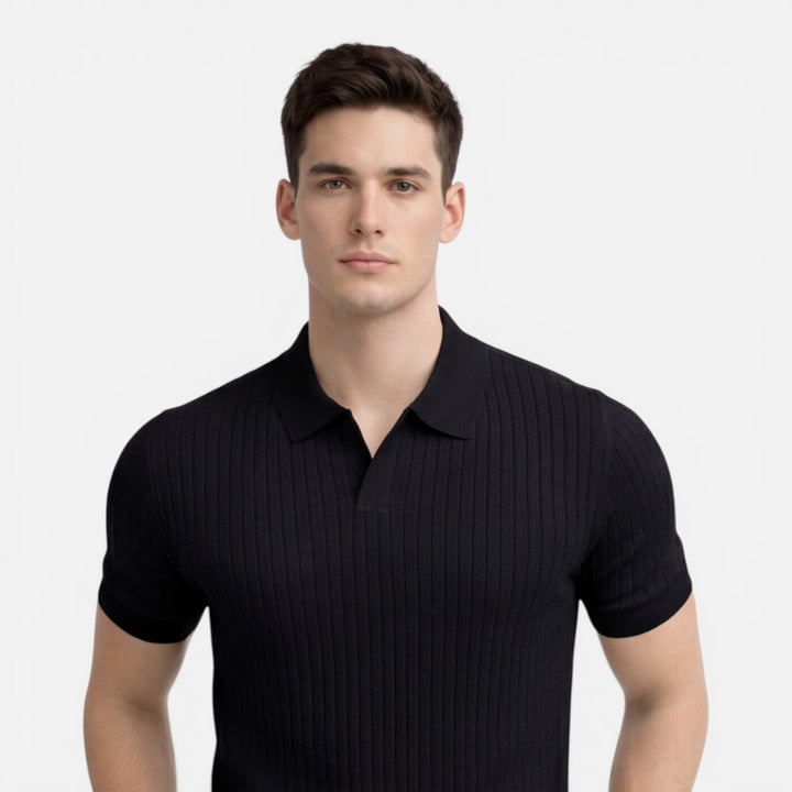 Urlando - Herren Rippstrick Polo Slim Fit Baumwolle