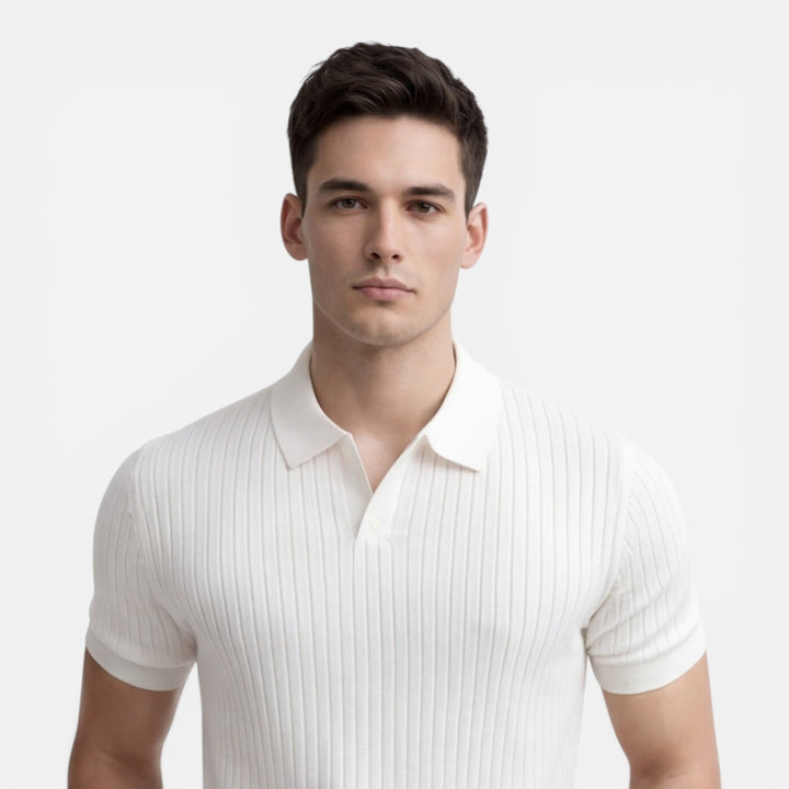 Urlando - Herren Rippstrick Polo Slim Fit Baumwolle