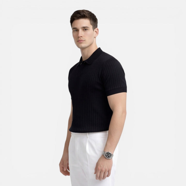 Urlando - Herren Rippstrick Polo Slim Fit Baumwolle