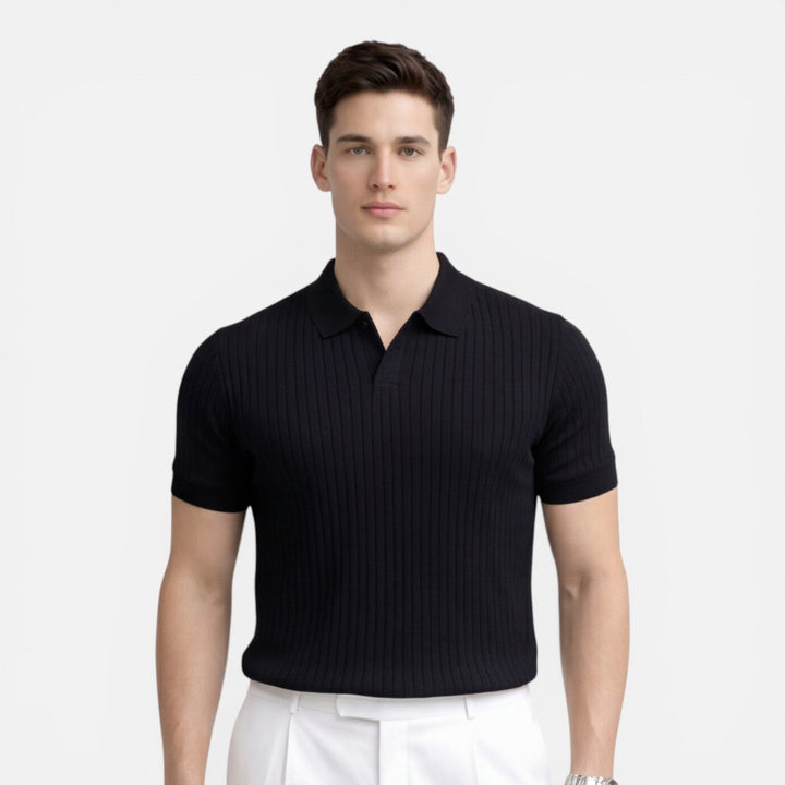 Urlando - Herren Rippstrick Polo Slim Fit Baumwolle