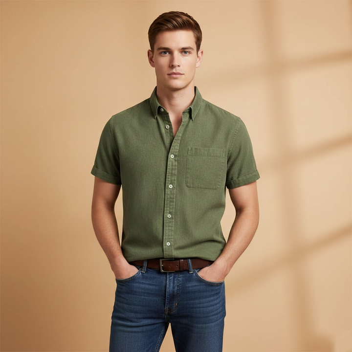 Alfred - Kurzärmliges Hemd mit Brusttasche für Frühling und Sommer