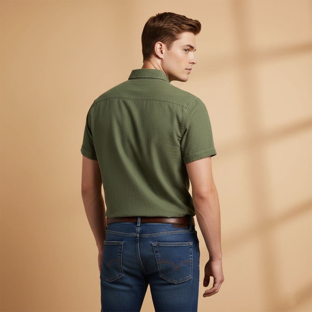 Alfred - Kurzärmliges Hemd mit Brusttasche für Frühling und Sommer