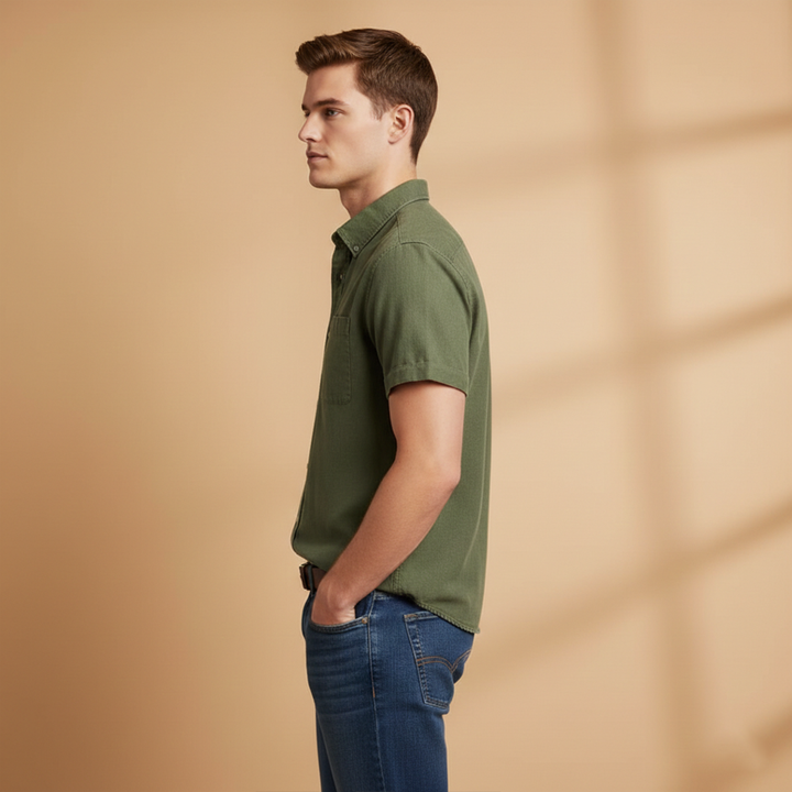 Alfred - Kurzärmliges Hemd mit Brusttasche für Frühling und Sommer
