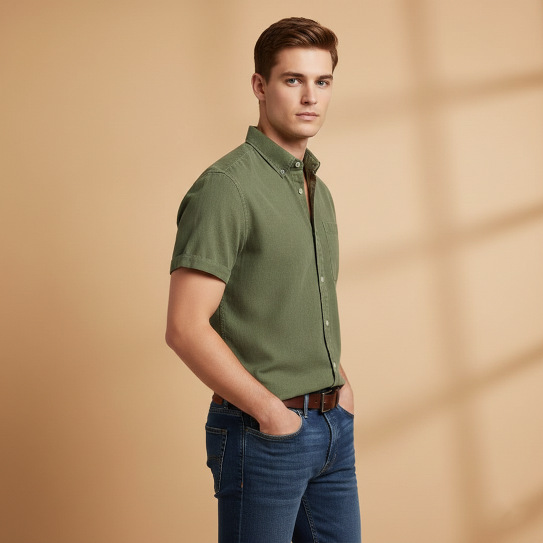 Alfred - Kurzärmliges Hemd mit Brusttasche für Frühling und Sommer