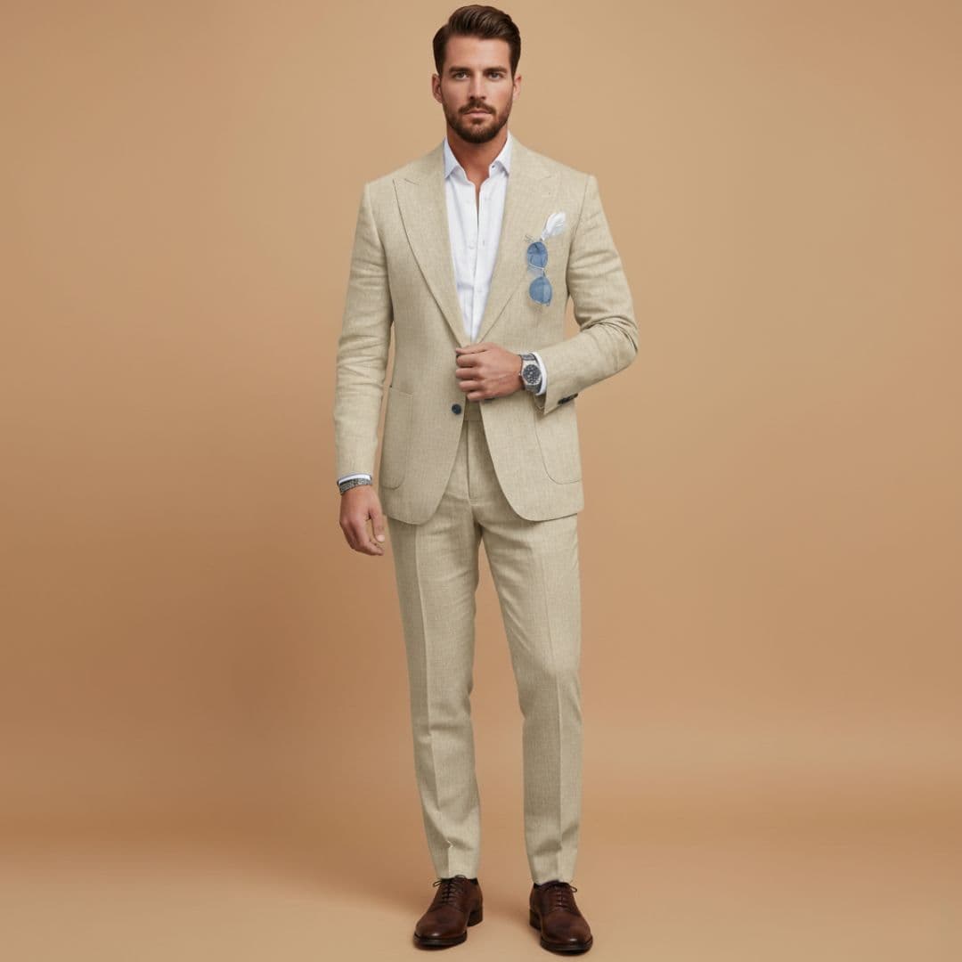 Alessio - Herren Zweiteiler Slim Fit mit Strukturierten Schultern