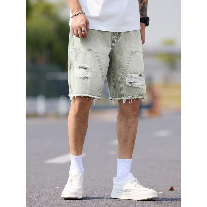 Zayden - Herren Denim Shorts Knie Lang Used Look