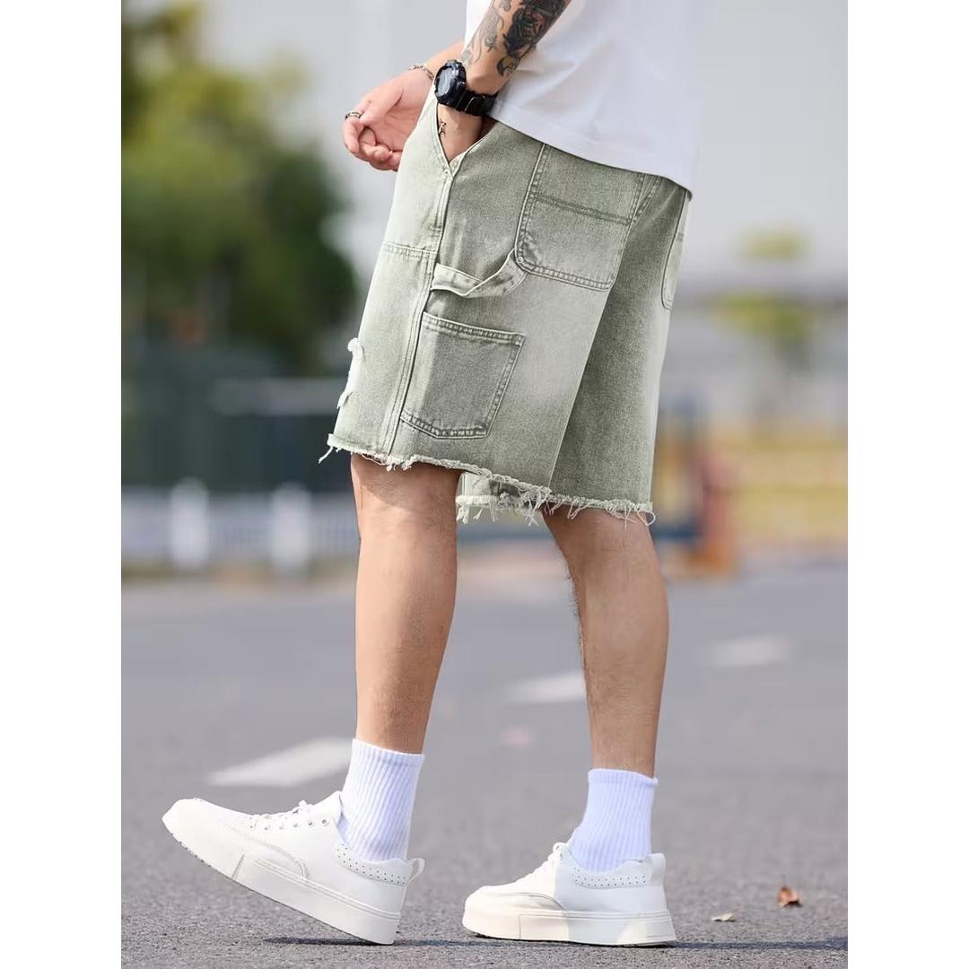 Zayden - Herren Denim Shorts Knie Lang Used Look
