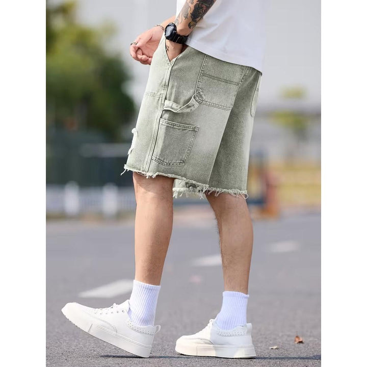 Zayden - Herren Denim Shorts Knie Lang Used Look