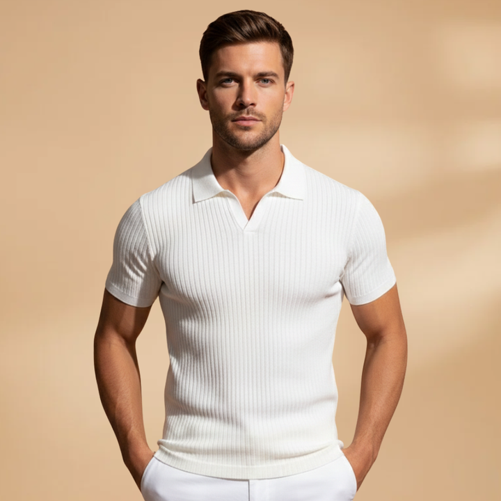 Lioris – Slim Fit Polo Hemd mit Rippendesign