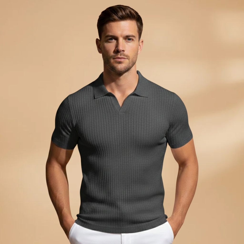 Lioris – Slim Fit Polo Hemd mit Rippendesign