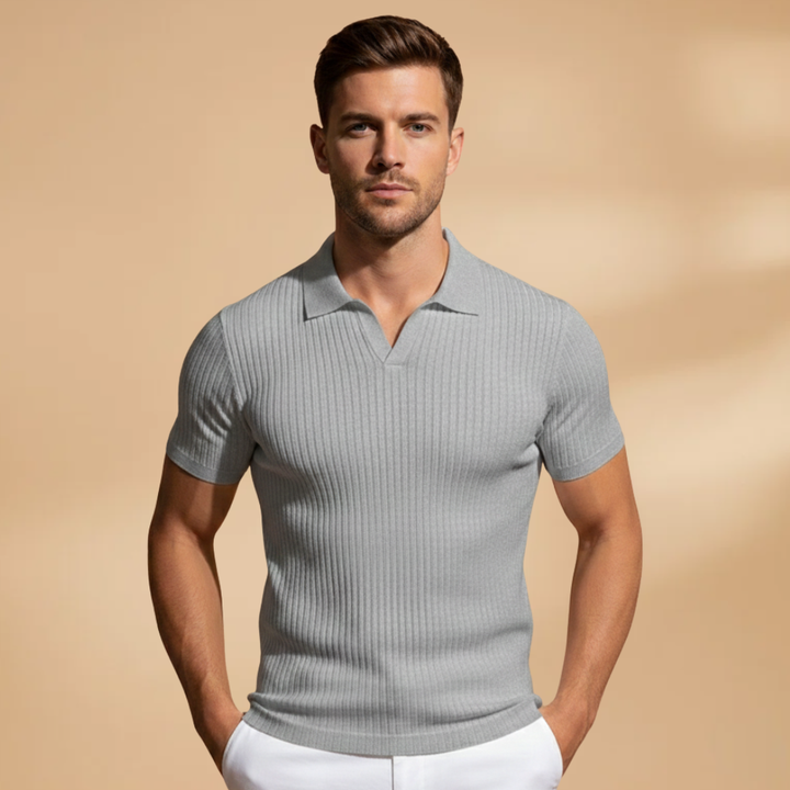Lioris – Slim Fit Polo Hemd mit Rippendesign