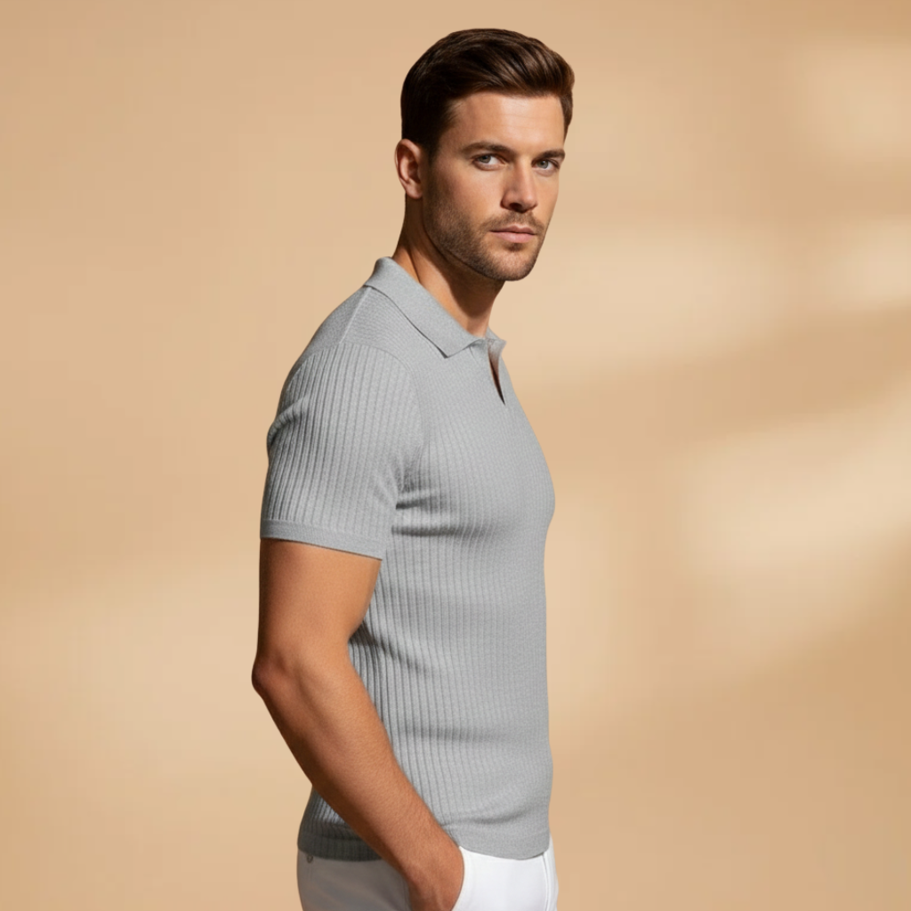 Lioris – Slim Fit Polo Hemd mit Rippendesign