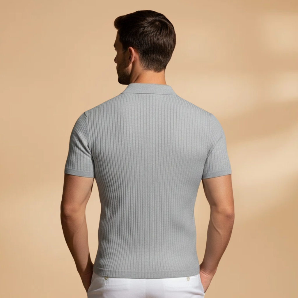 Lioris – Slim Fit Polo Hemd mit Rippendesign