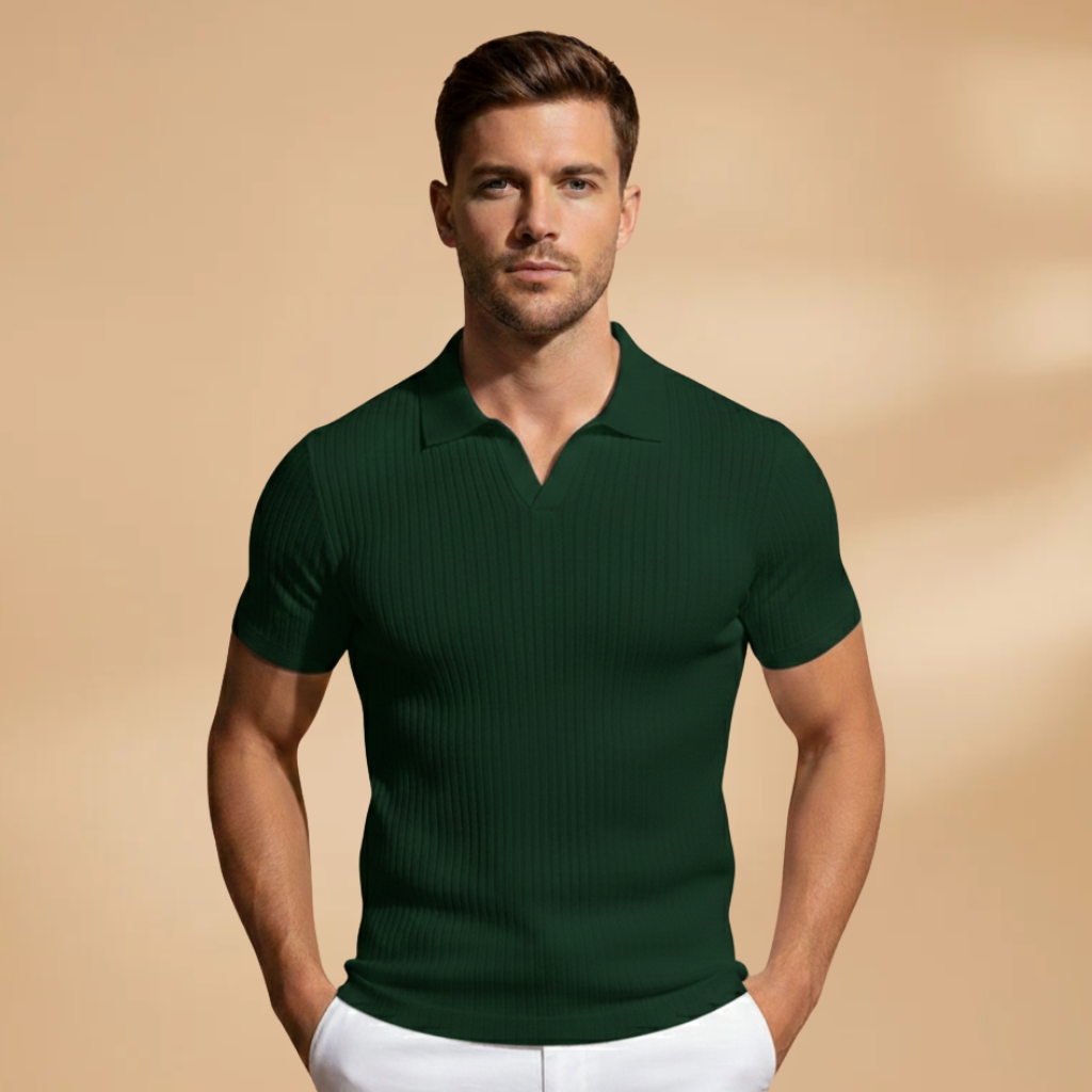 Lioris – Slim Fit Polo Hemd mit Rippendesign