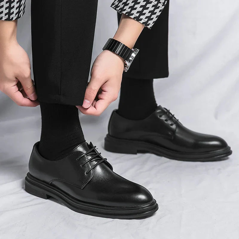 Wentrico - Herren Lackleder Derby Schuhe