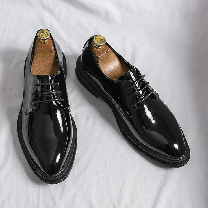 Wentrico - Herren Lackleder Derby Schuhe