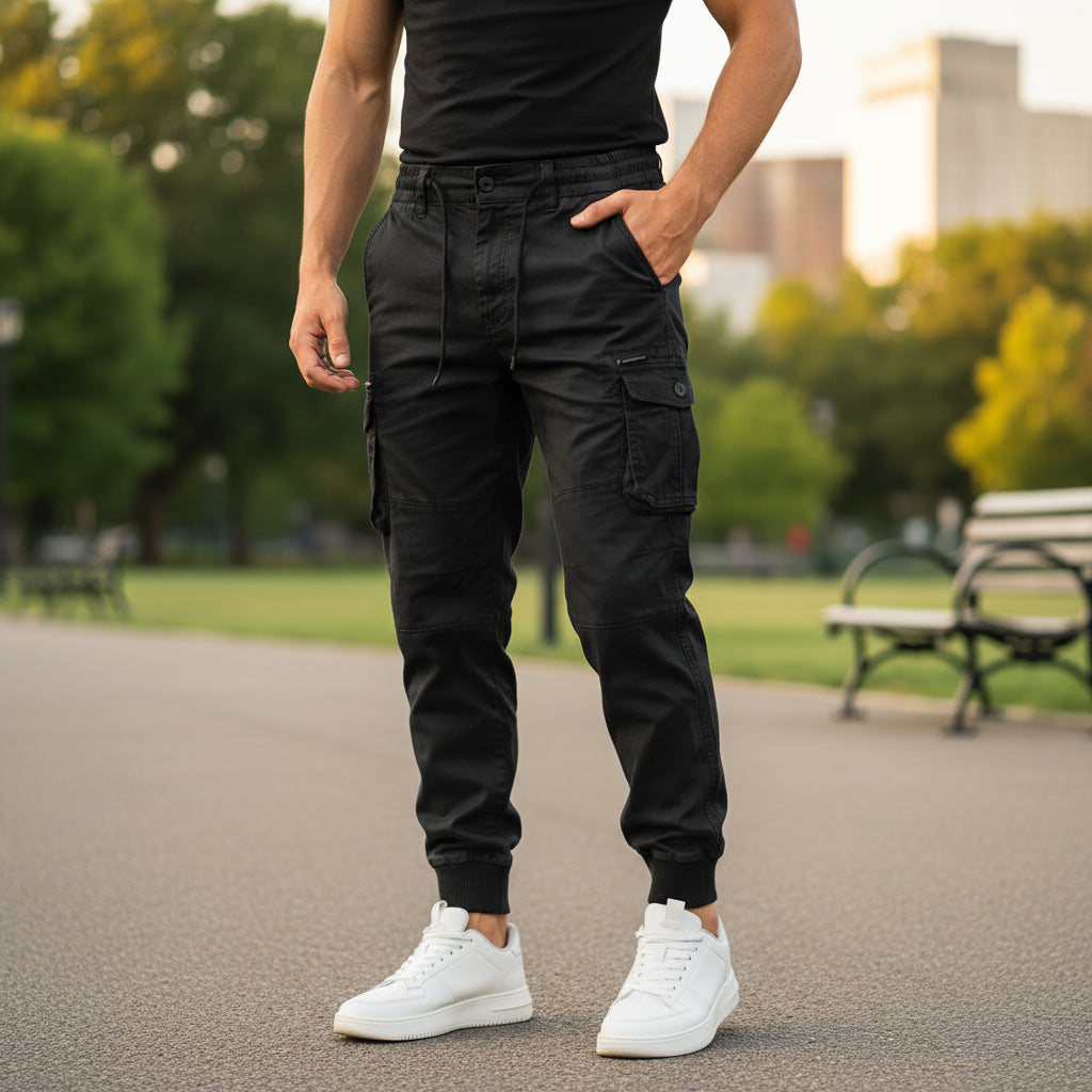 Draven - Herren Cargo Hose Relaxed Fit Funktionale Seitentaschen