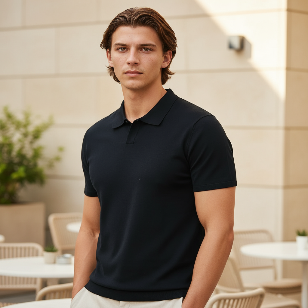 Calviero - Herren Polo Shirt Moderner Schnitt Bequeme Passform