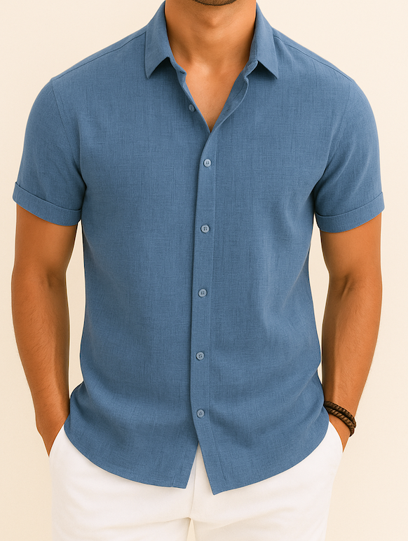 Caelmir - Herren Kurzarm Hemd Minimalistisches Design