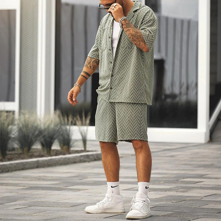 Kaelrix - Herren Sommer Short Set Allover Print T Shirt und Shorts
