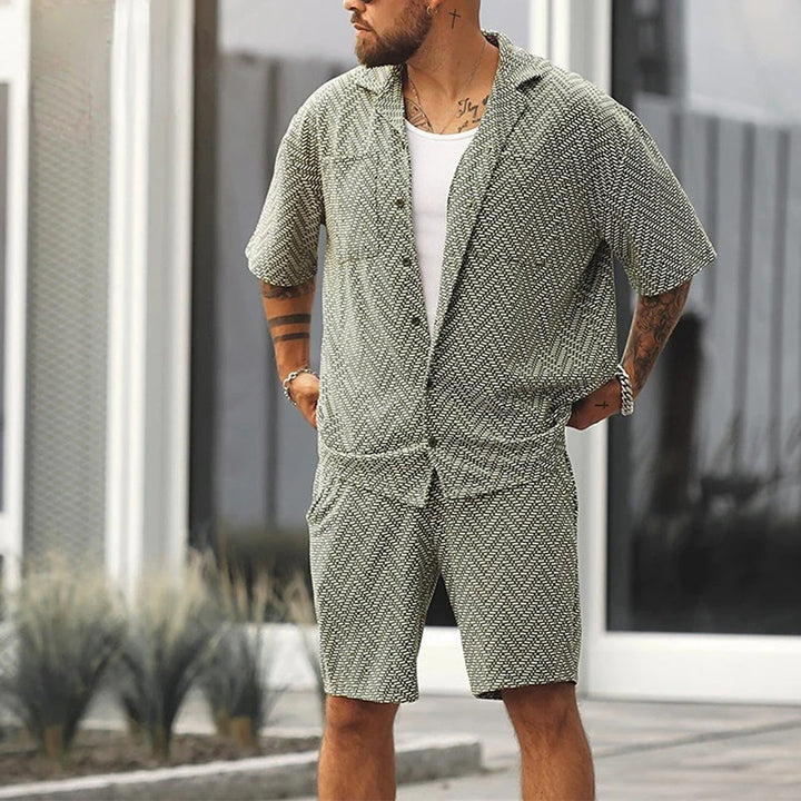 Kaelrix - Herren Sommer Short Set Allover Print T Shirt und Shorts
