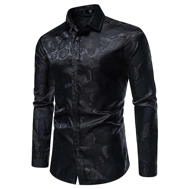 Roselion – Slim Fit Hemd Herren Glanz Muster